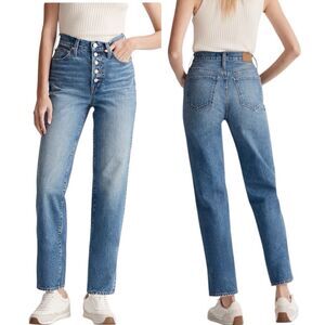 Madewell The Perfect Vintage Straight Jeans Denim Button Fly Size 26 PRISTINE
